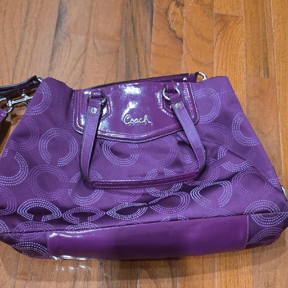 Coach Ashley Dotted OpArt Rich Purple Satchel - Picture 5 of 5
